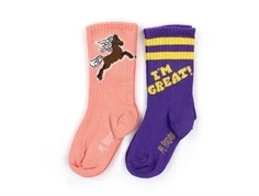 Mini Rodini strømper purple (2-pak)